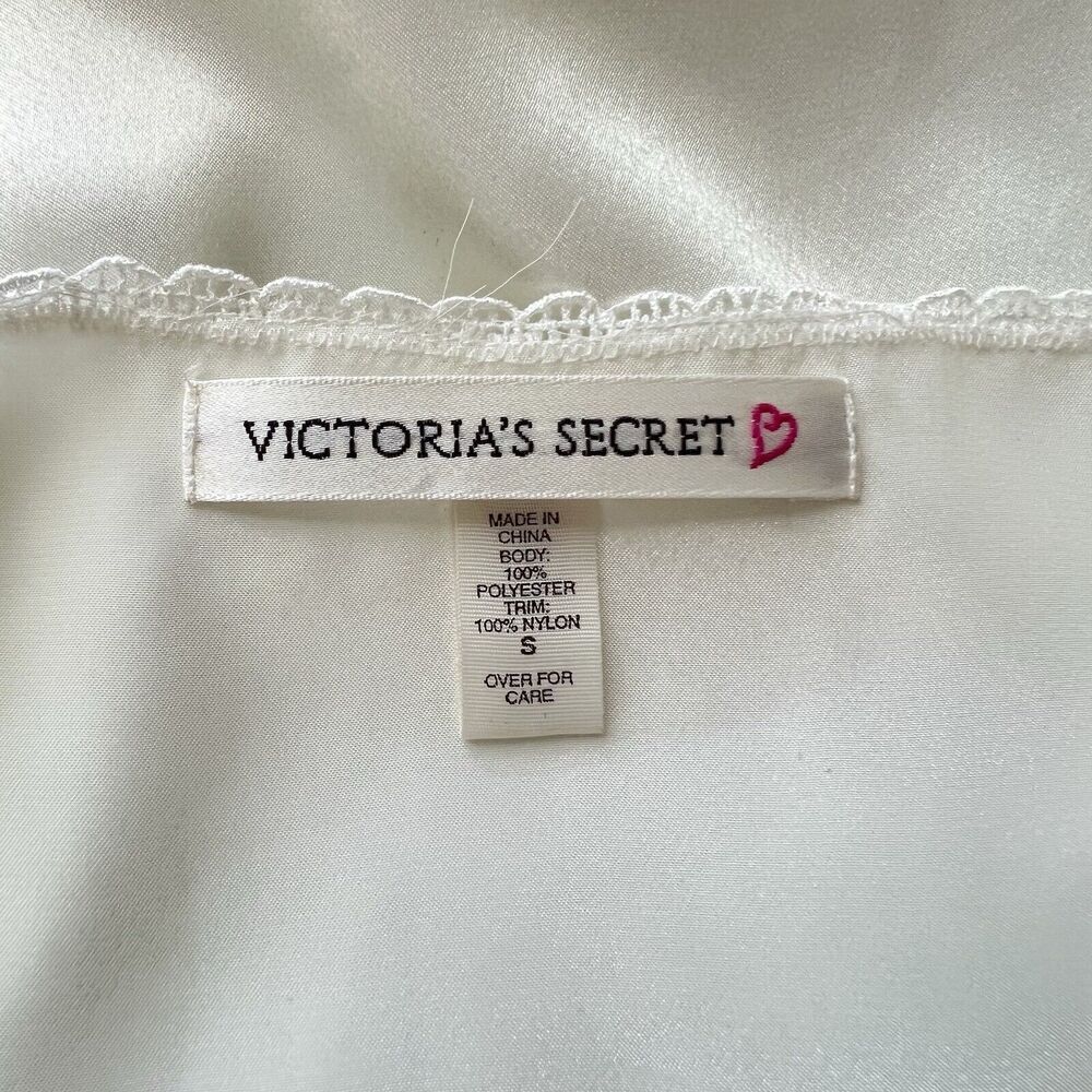 Vintage 90s Victoria Secret Ivory Satin & Lace Short Sleeves Top Sz S Delicate‎ - Picture 7 of 16